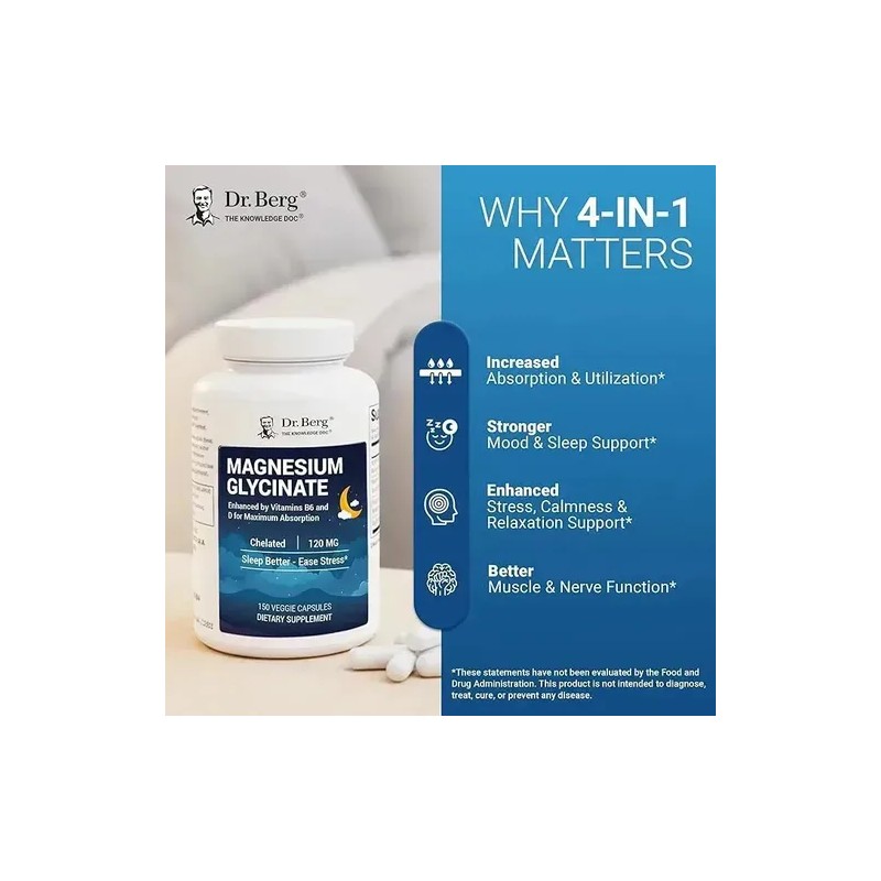 Berg Glicinato Magnesio 120mg Relajación Sueño 150cáps