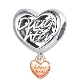 Ouroyea Love you Daughter Charm 925 Sterling Silver Pendant,Jewelry Beads Gifts for Women Bracelet&Necklace