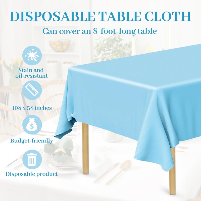 Bouiexye Pack of 4 Disposable Tablecloths, 137 x 274 cm,