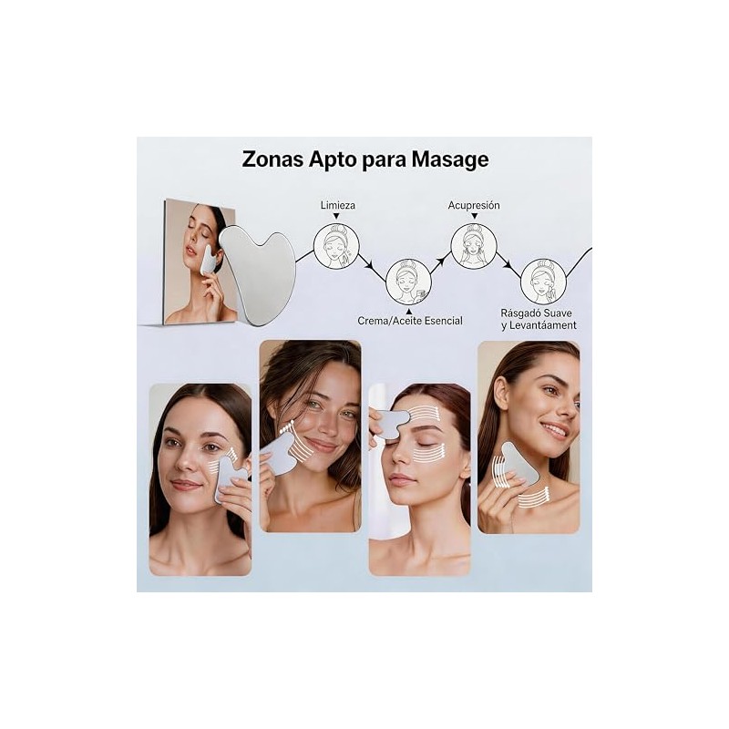 Gua Sha, Herramienta de Masaje de Acero Inoxidable Guasha, Herramienta