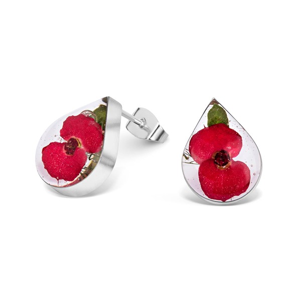 Natural Flower Jewellery Sterling Silver Small Tear Drop Stud Earrings