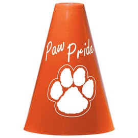 Anderson's Exclusive Orange and White Paw Pride 7" Megaphone Noisemaker Boost School Spirit Cheerleader Sports Football Basketball Homecoming Squad Team Party Dance Club Performance Fan Pack of 10