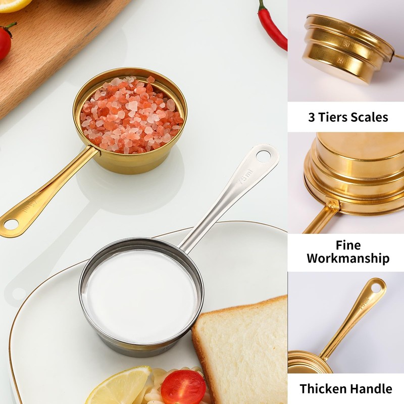2 Pcs 3-in-1 Stainless Steel Measuring Spoons 75ml Coffee Measuring
