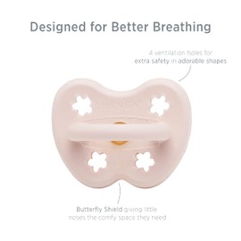 HEVEA Natural Rubber Pacifier Round 3-36 Months – Hygienic One Piece Design for Newborns to Toddlers, BPA-Free, Soft & Durable – Single-Pack (Powder Pink)