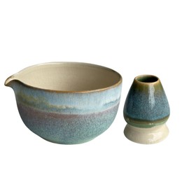 Matcha Masta Ceramics Essentials: Handmade Ceramic Matcha Bowl + Whisk Stand