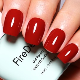 Firedeep Red Gel Nail Polish,0.54 Fl Oz Large Bottle Mid Red Color Soak Off UV LED Nail Gel Polish Autumn Winter Christmas Nail Art Starter Manicure Salon DIY at Home 1Pcs