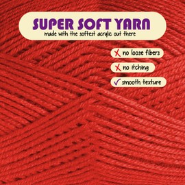 Acrylic Yarn for Crocheting & Knitting - Crochet Yarn for Crocheting, Knitting Yarn, Soft Yarn for Crocheting, 370 Yards Yarn for Knitting, Crafts & Amigurumi, Medium Worsted Weight Yarn 4, Red Yarn