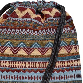 By Bers Leon Gym Bag with Inner Pockets in Black and White Backpack Bag Women Men & Teenagers Gym Bag Draw String, Tb_boho_black_014