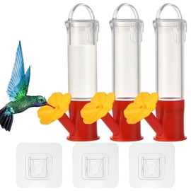3 PCS Outdoor Hanging Hummingbird Feeder, Window Hummingbird Feeder with Strong Suction Cups, Small Humming Birds Feeders for Outside, Humming Bird Feeder Gifts for Mom, Gifts for Dad (Yellow Flower)