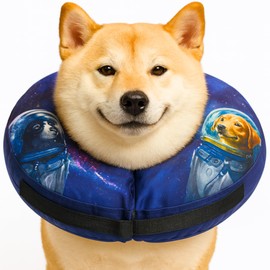 Soft Inflatable Dog Cone for After Surgery – Comfortable Donut E-Collar Alternative to Prevent Licking & Scratching – Adjustable Recovery Collar for Medium Dogs – Washable Protective Neck Pillow