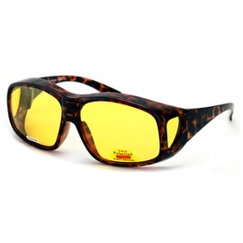 V.W.E. Large Polarized Fit-Over Night Driving Sunglasses 63mm and 65mm Fitover (XL 65mm Tortoise)