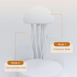 Jellyfish Lamp, LED Fantasy Jellyfish Light, RGB Gradient Voice Control Jelly fish Mood Lamp with Dancing Tentacles, for Kids Bedrooms Living Room Decorative Atmosphere Lighting (White, Hanging Base)