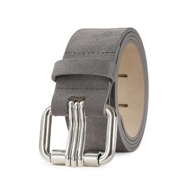RISANTRY Gray Suede Belt For Women Trendy Design Belts with Silver Metal Buckle Pairing with Jeans, Casual Outfits