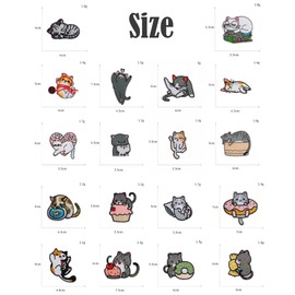 WSNDM Pack of 18 iron-on patches, embroidery appliqué, cute cat pattern, DIY clothing patches, stickers, patches for children and adults, for T-shirt, jeans, clothing bags