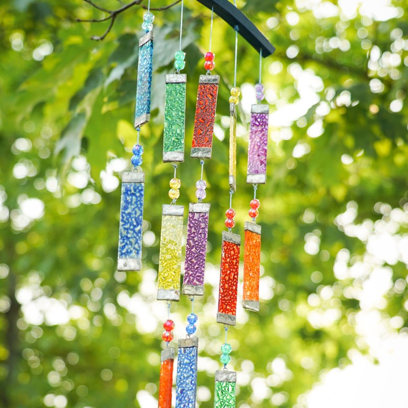 In the Breeze 7026 — Rainbow Textured Tiered Glass Mobile