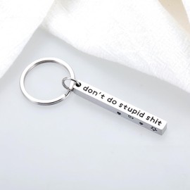 Funny Son Daughter Gifts from Mom,Don't Do Stupid Sht Keychain,Christmas Gifts for Men Teen Kids Adult,Stocking Stuffers for Kids,Birthday Graduation Gifts for Boys Girls,Dad New Driver Gifts