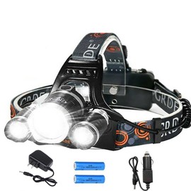 Lampara de Cabeza, Linterna Frontal LED Recargable y Impermeable, 4 Modos, Ajustable de 90°, 6000 Lúmenes Lampara LED de Alto Brillo, Adecuado para Cámping, Montañismo, Senderismo, Ciclismo