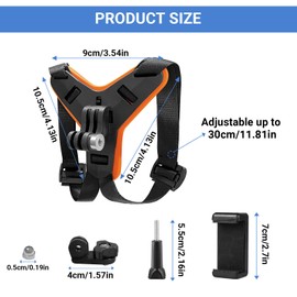 Bellanova Motorcycle Helmet Chin Mount with Extension J Hook Holder, Helmet Mount for GoPro Hero 13/12/11/10/9/8/7, for DJI Osmo Action, for SJCAM Action Camera Accessories (Orange)