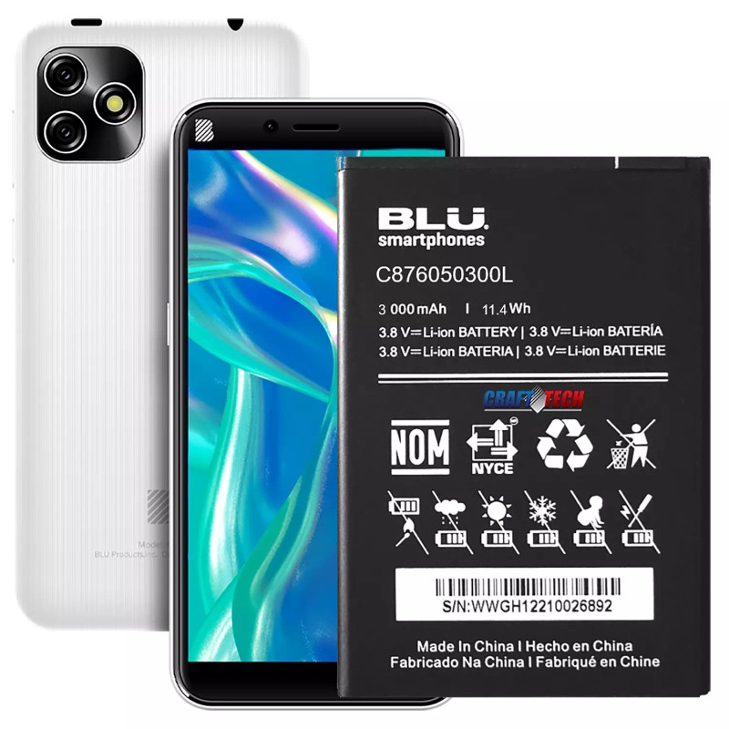 BLU G40 G0730W Original OEM BLU Battery C876050300L 3000mAh 11.40Wh