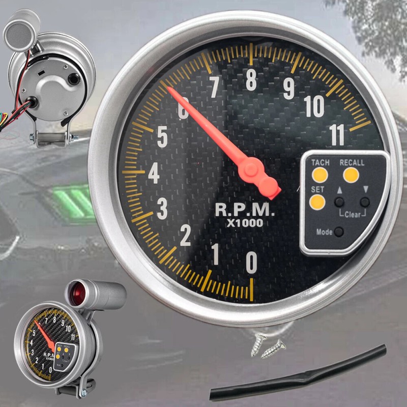 Unbranded 5" Carbon Style Face Tachometer Tach Gauge + Shift