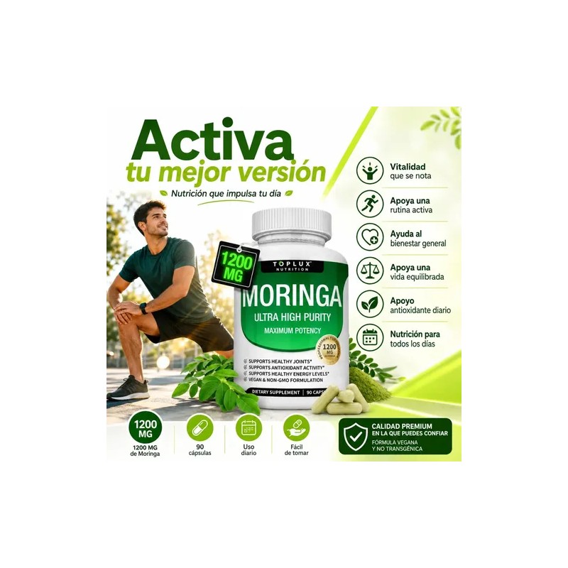 Moringa Oleifera 1200mg 90 Capsulas Equilibrio Y Bienestar