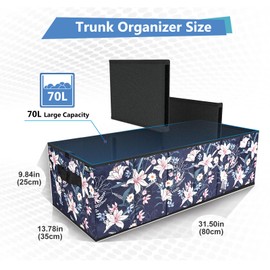 MIU COLOR Trunk Organizer for Car, Car Organizer, Sturdy Trunk Organizer for SUV, Non-Slip Bottom, Storage Organizer for Sedans, Van, Jeep, Grocery, Large 3 Compartments, Floral 32"×13"×10.6"