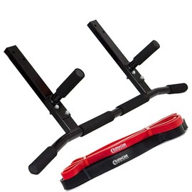 Joist mount pull up bar with pull up assistance bands commercial gym quality pullup bar with 41 loop exercise pullup assist bands - Color: JMPUplusRedandBlackBands, Size: Default