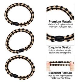 JessLab Hair Ties for Women, No Damage Mixed Color Braided Elastic Hair Bands, Stretchy and Durable Hair Accessories, Soft Ponytail Holders, Stylish Multi-Color Hair Ties (Pack of 10), Black