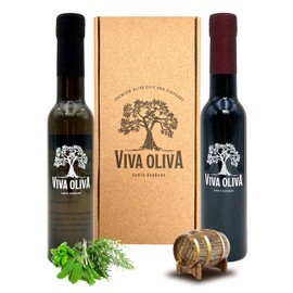Viva Oliva Two 200ml (6.8oz) Variety Gift Set - Tuscan Herb Infused Olive Oil and Traditional 18 Year Balsamic Vinegar - Premium Quality - 100% Natural