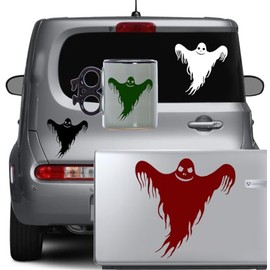 Evil Ghost Vinyl Decal Sticker Design #1 Car Window Wall Laptop Phone Angry Specter Phantom Apparition Wraith Spook (White, 7" x 7")