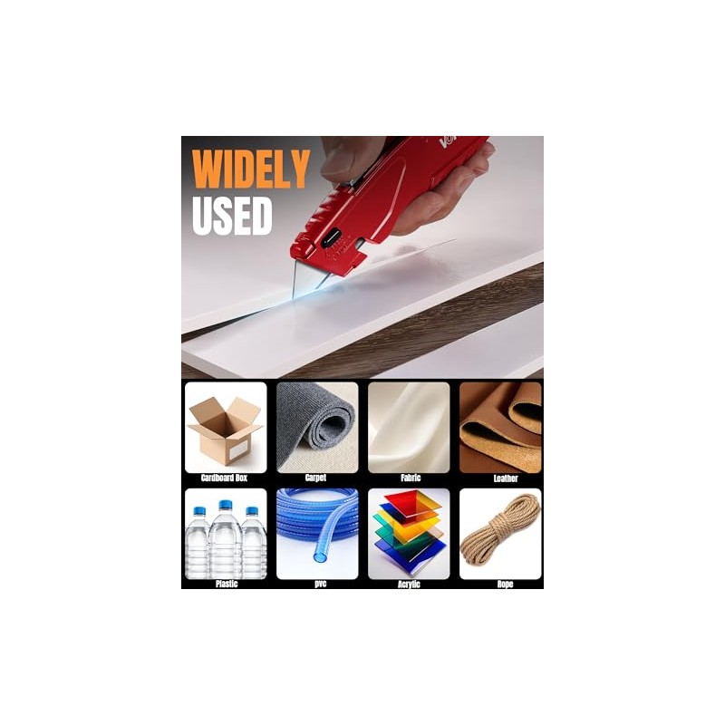 VOTREK® Box Cutter Retractable| Metal Utility Knife Set【Built-In Storage】 Tool-Free