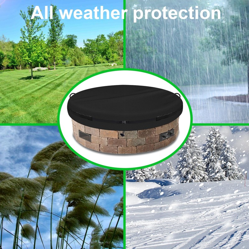 Outdoor Round Built in Stone Fire Pit Cover, 600D Quality