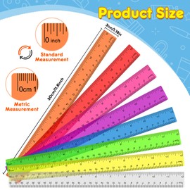 32 Pcs Clear Plastic Ruler 12 Inch, Rulers Bulk for Classroom, Transparent Assorted Color Bulk Rulers with Millimeter and Inches, Kids Ruler for School, Ideal Back to School Office Home Supplies