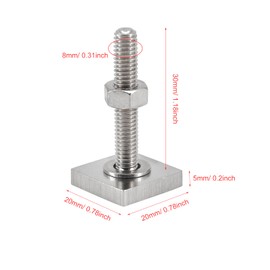10 Set Roof Rack Bolts, M8x30mm Stainless Steel T Slot Bolts Track Bolts with Nut Washer Square Sliding Blocks for Roof Rack Cross Bars, Kayak, Ski, Bike, Awning, Solar Panel
