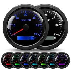 MAIMEIMI RPM Tachometer Gauge for Car 0-6000 RPM 3-3/8" 85mm Waterproof RPM Gauge 12V/24V Pulse Tach Meter for Gasoline, Diesel & Outboard Engine 1-10 Cylinder