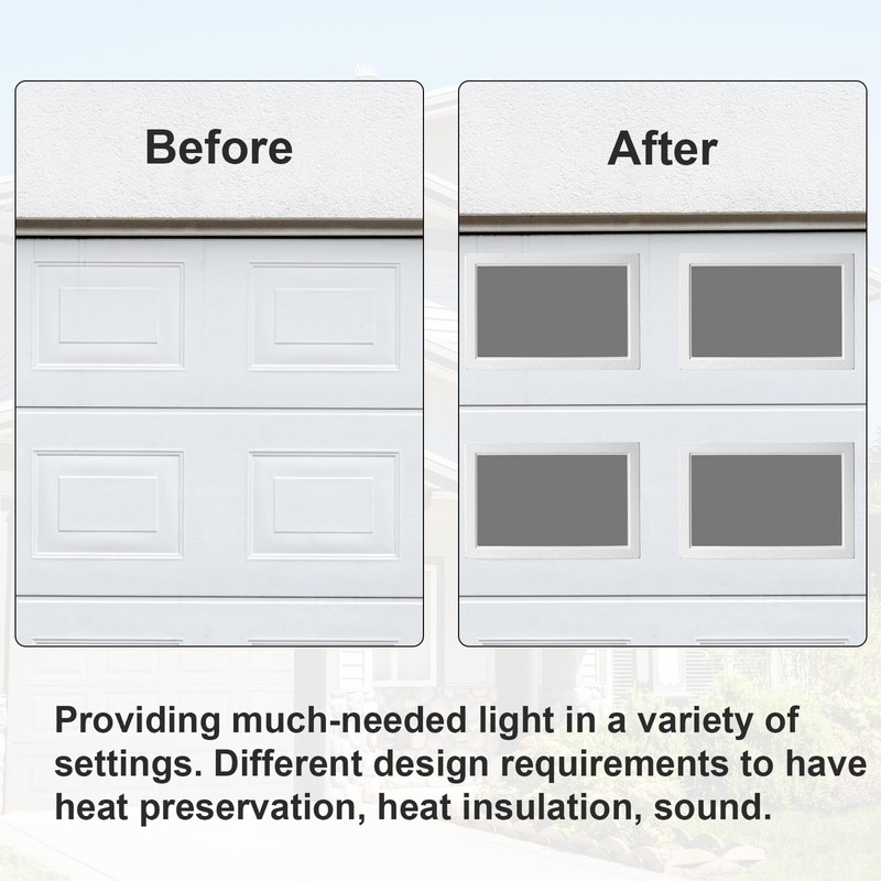 NeatiEase 4 Pcs Garage Door Windows, Replacement Vinyl Windows Inserts
