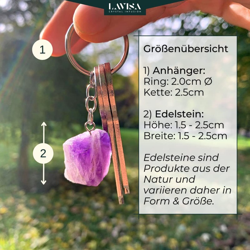 LAVISA Raw Gemstone Keyring – Lucky Charm – Crystal –