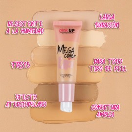 Pink Up, Maquillaje De Larga Duración, Cobertura Completa Tono Beige