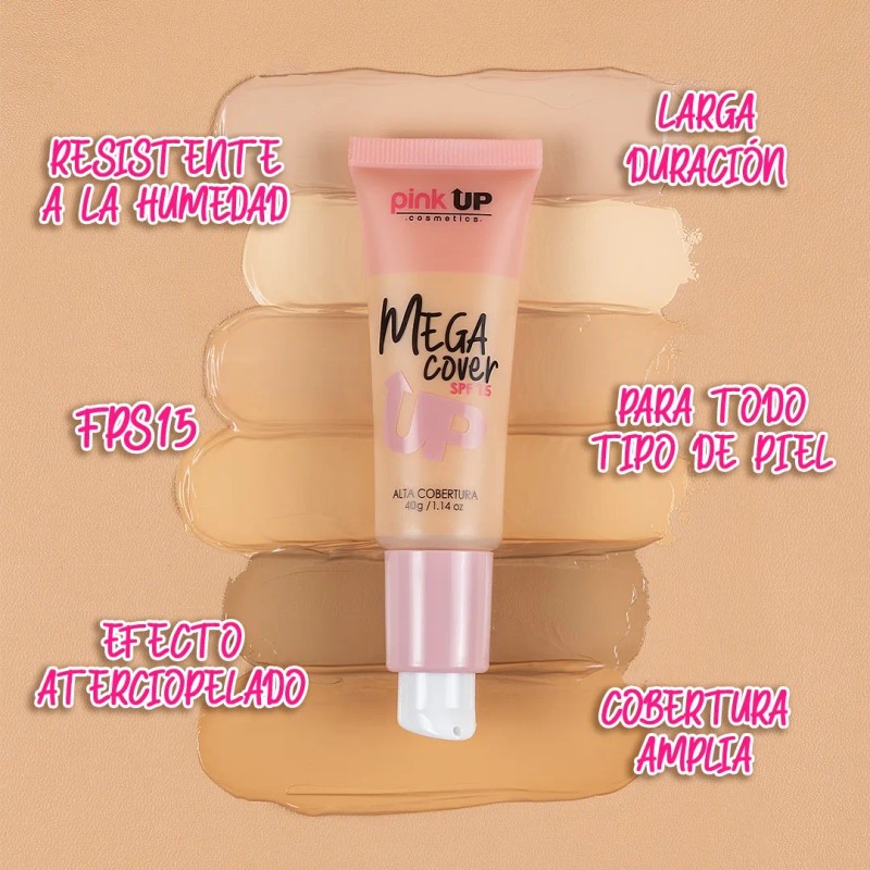 Pink Up, Maquillaje De Larga Duración, Cobertura Completa Tono Beige