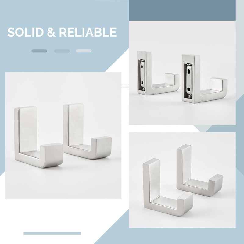 Angle Simple Towel Hook Brushed Nickel 2 PACK, 304 Stainless