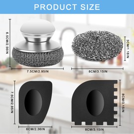 XCRPRT Stahlschwamm Topfreiniger, Topfreiniger mit 2 Schabern, Topfreiniger Edelstahl Drahtwaschl, Stahlwolle, mit 5 Stahlwoll-Pads für Geschirr, Pfannen, Grills, Herde