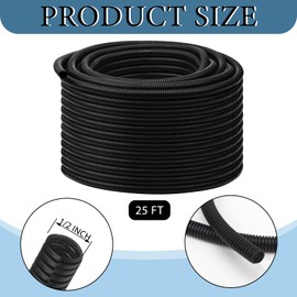 Kanayu Split Flame Retardant Wire Loom High Temperature Cable Conduit Split Cable Sleeves Loom Tubing Auto Wire Conduit for Industrial Electrical Automotive Marine(1''-25 ft,Black)
