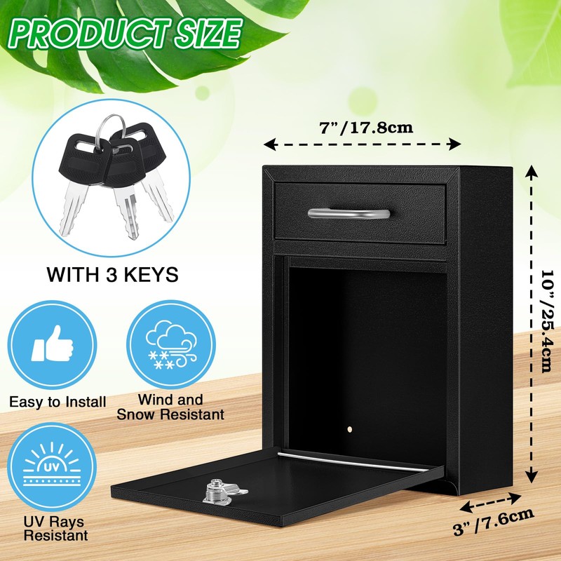 Yaocom Locking Mailbox with Key for Outdoor 10 x 7