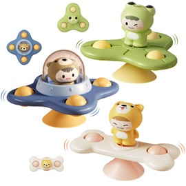 Saugnapf Spielzeug Baby BPA-frei, 3 Stück Fidget Spinner Baby Spinner Mit Saugnapf Für Hochstuhl Flugzeug Reise Badewannenspielzeug Badewannen Spielzeug Wasserspielzeug Badespielzeug