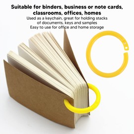 90 Plastic Binder Rings, Plastic Binder Rings, Multicoloured Plastic Book Rings, Flexible, for Cards, File Stacking and Sample Organisation, Use at School, Home or Office