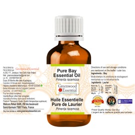 Greenwood Essential Pure Natural Bay Essential Oil (Pimenta Racemosa) Natural Pure Therapeutic Quality Steam Distilled (Pack of Two) 100 ml x 2 (6.76 oz)