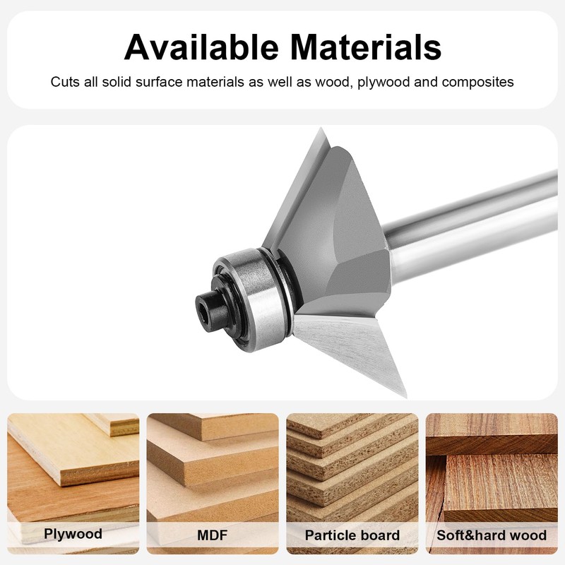 SpeTool Chamfer Router Bits 1/4 inch shank 45 Degree Edge