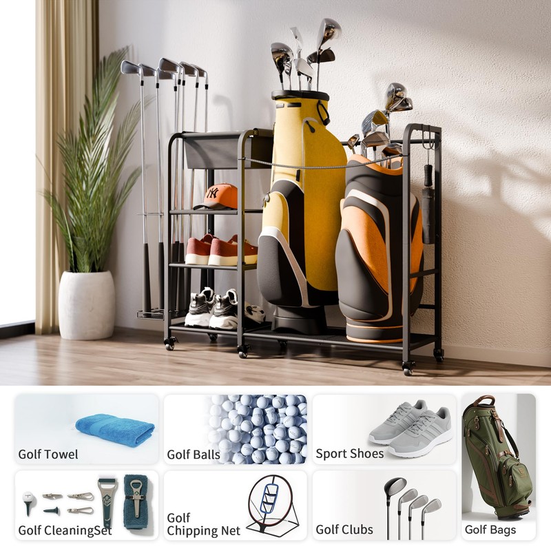 niffgaff Golf Bag Organizer Golfing Storage Stand for Garage Golf