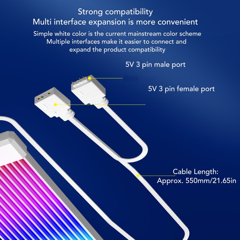 ARGB Extension Sleeved Cable Professional 5V 3 Pin Synchronized PSU