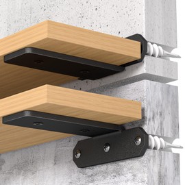 TESSTINA Invisible Shelf Bracket, 80 kg, Heavy Duty, Metal Shelf Bracket, Black, 3.8 cm Height for 10-15 cm Shelf Bracket, Angle Shelf, Wall Bracket, Shelf Bracket, Heavy Duty Console, Shelf Bracket